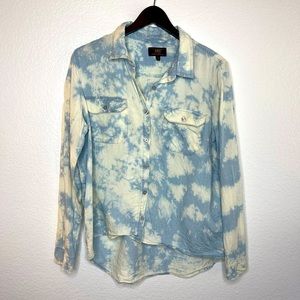 ABS Acid Wash Button Down Blouse Top